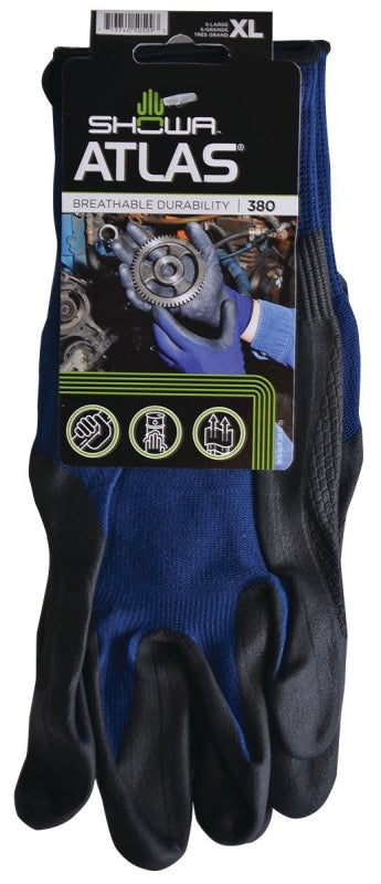 SHOWA 380XL-09.RT Nitrile Coated Glove, Men's X-Large, Blue & Black