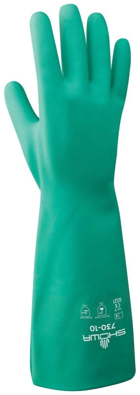 SHOWA 730 Full Nitrile Chemical Resistant Safety Glove with Cotton Flocked Liner and Bisque Finish, Small (1 Pair) 730-07.RT