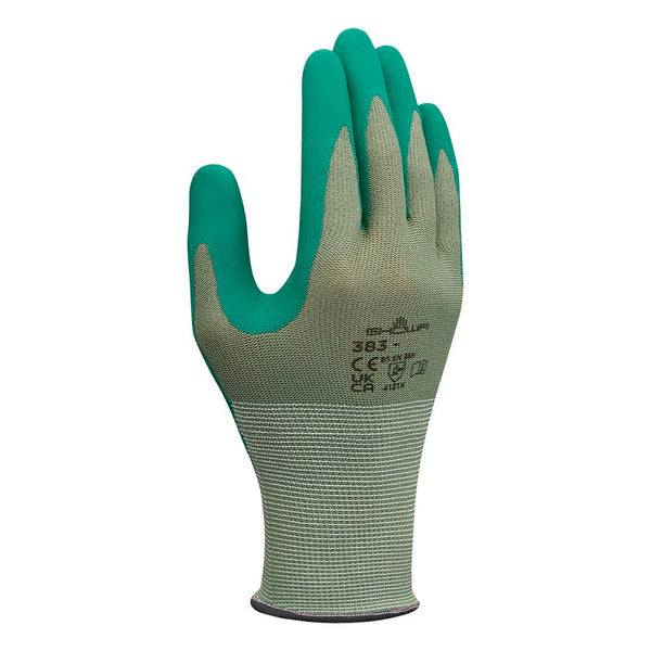 SHOWA 350XL-10 Atlas Fit 350 Nitrile-Coated Gloves, X-Large, Green/Gray (Pack of 12) 383XL-09.RT