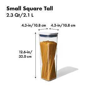 OXO Good Grips POP Container - Airtight Food Storage - Small Square Tall 2.3 Qt Ideal for spaghetti, linguini and lasagna