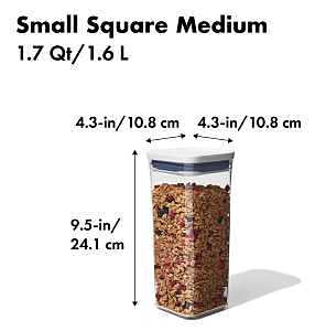 OXO Good Grips POP Container - Airtight Food Storage - Small Square Medium 1.7 Qt Ideal for granola, dried beans and snacks