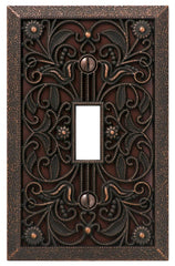 Amerelle 65TDB Filigree Wallplate, 1 Toggle, Cast Metal, Aged Bronze, 1-Pack