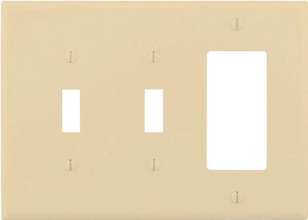 3-Gang Decorator Toggle Combo Unbreakable Wallplate PJ226V 032664579462 Cooper Ivory Mid-Size