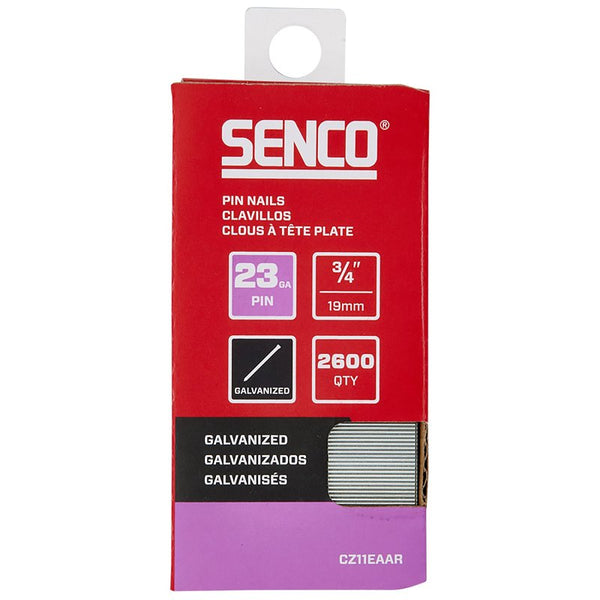 SENCO Galvanized Finish Pin Nails 3/4" 23 Gauge (CZ11EAAR) 2,600 per Box