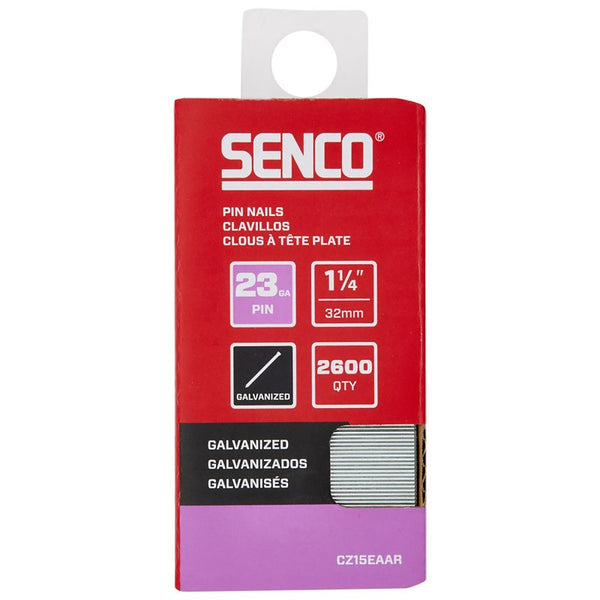 SENCO CZ15EAAR 1-1/4" 23 Gauge Pin Nails, Galvanized Finish 2,600 Count Pack