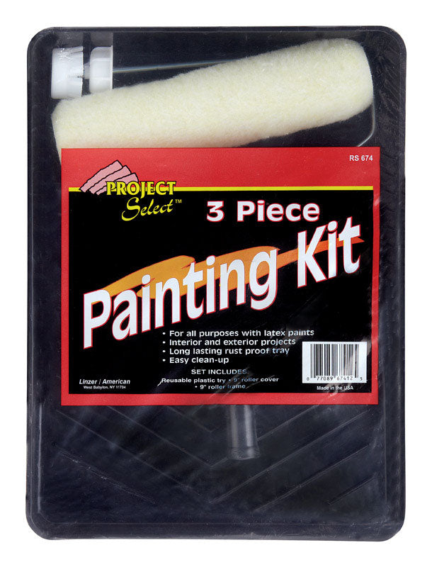Linzer Products RS674 3-Piece Plastic Roller and Tray Set