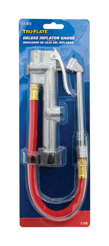 Tru-Flate 17-850 10-20 PSI Deluxe Inflator Gauge With 12 Hose And Dual Foot Chuck TRFL17850