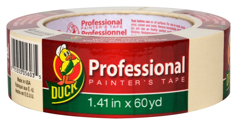 Duck Brand 1362489 Professional Painter's Tape, 1.41 Inches by 60 Yards, Beige, Single Roll