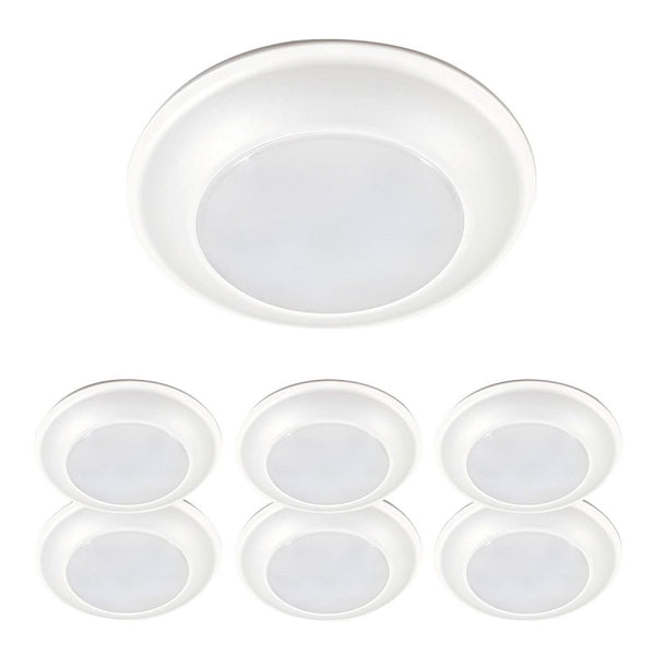 HALO HLS 6 inch LED Round LED Low Profile Surface Mount Fixture, 3000K Color Temperature, California Compliant 6 Pack HLS6099301EWH-6BP