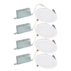 Halo HLBSL 6 in. Can Less Integrated LED, 900 Lumens, 5CCT, White (4-Pack) HLBSL609FS5-4PK