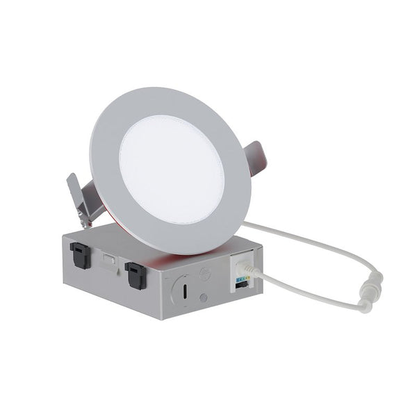 HALO 4 Inch Fire-Rated Slim Canless Recessed LED Light, 690 Lumens w/ 5 CCT, Dimming, Wet Location, AIR-TITE - White HLBFR407FS5