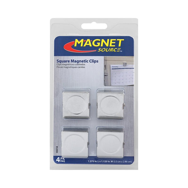 Master Magnetics 1.125 in. Metal Square Magnetic Clips 5 lb. pull 3.4 MGOe Silver 4 pc. 08018