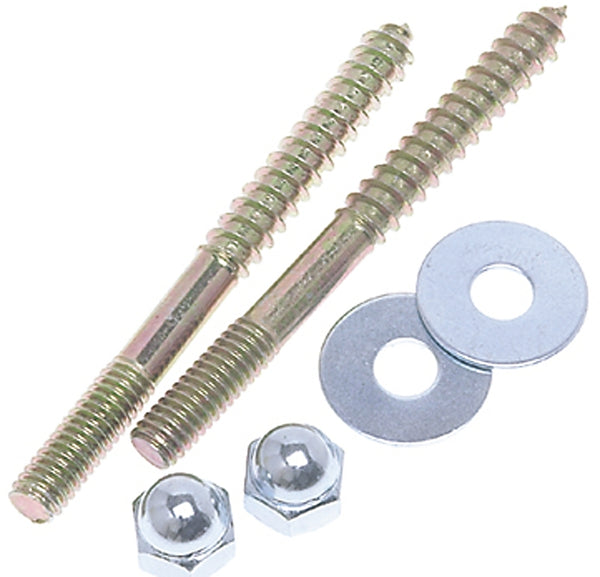 Harvey 5/16" X 3 1/2" BRASS PLATED TOILET SCREW WITH ROUND WASHERS 061095