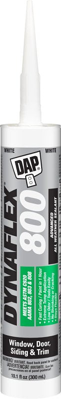 DAP 80800 Dynaflex 800 Polymer Sealant, 10.1 Oz, Cartridge, Paste, 13x6x8, White, 10 Ounces
