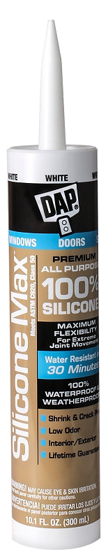 DAP 08790 10.1-Ounce Silicone Max Premium All Purpose 100% Silicone Sealant, White - 12 Pack12 7079808790