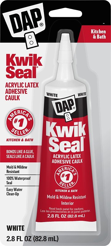 DAP Kwik Seal Kitchen & Bath Adhesive Caulk, White, 2.8 oz (7079800954)