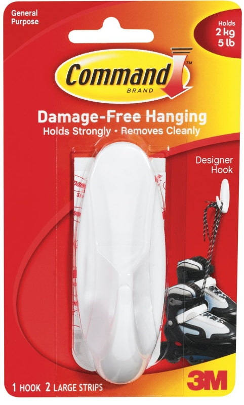 Command 17083 Designer Large Plastic Hook, 1 Hook 2 Strips