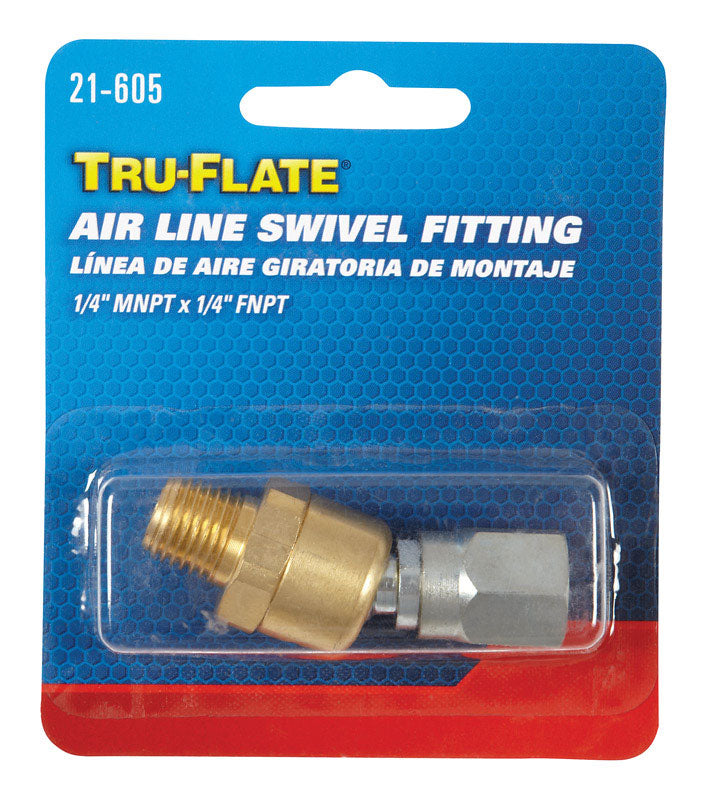 Tru-Flate 21-605 1/4" NPT Male Fitting x 1/4 NPT Female Fitting Air Line Swivel Fitting