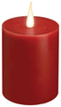 Xodus Innovations WC1684R 4 inch Flameless Battery Operated LED Wax Pillar Candle with Automatic Timer and Warm White 3D Flickering Flame, Red