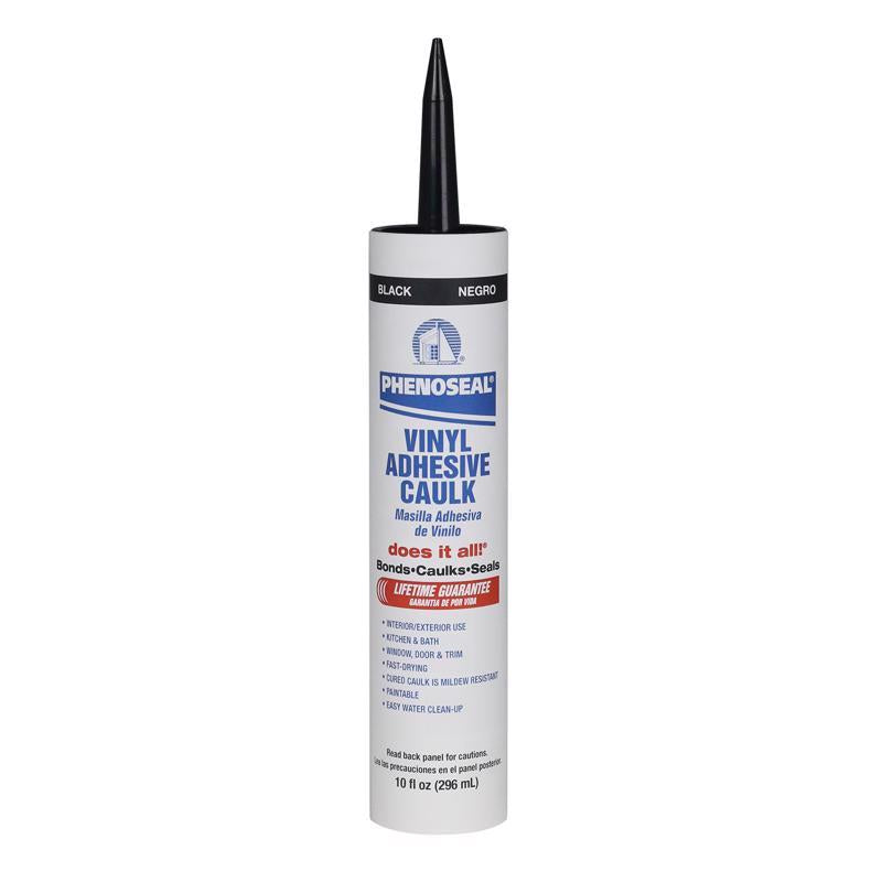 Phenoseal Does It All Vinyl Adhesive Caulk, Black, 10 oz (5113606102)