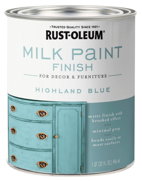 Rust-Oleum 331050 Milk Paint Finish, Quart, Highland Blue 32 Fl Oz (Pack of 1)