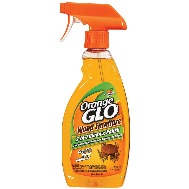Orange Glo Wood Furniture 2-in-1 Cleaner & Polish, 16 ounces