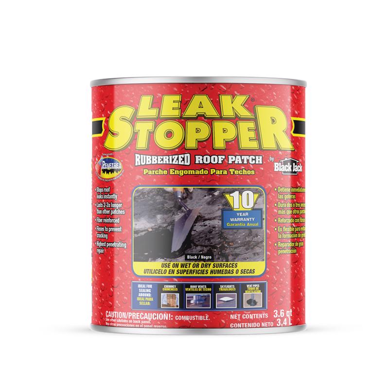 Gardner Leak Stopper Rubberized Roof Patch 1 Gallon | 100% Flexible Instant Sealant for Built-Up Roofs, SBS Modified Roofs, Metal Roofs & Many Other Surfaces | 10 Years Warranty | Black 0311-GA-4
