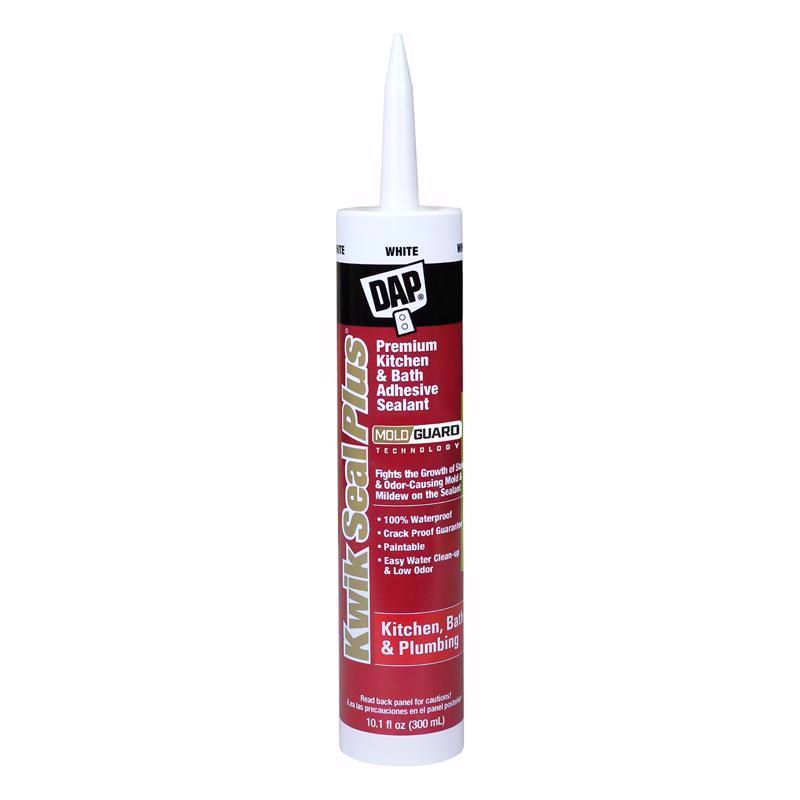 DAP Kwik Seal Plus White Siliconized Latex Kitchen and Bath Sealant and Adhesive 10.1 oz.