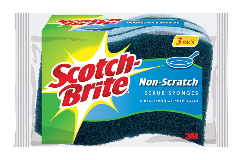 Scotch-Brite No Scratch Scrub Sponges, Blue, 4-1/2 x 2-1/2 x 7/10 in MP-3-8-D