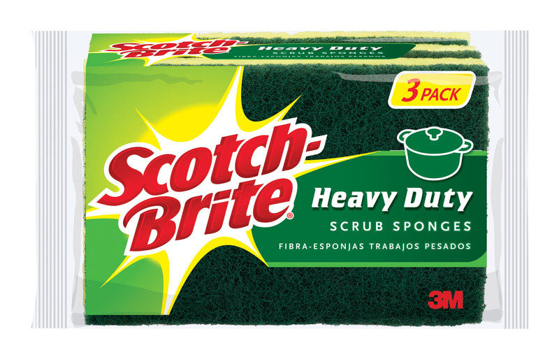Scotch-Brite Heavy Duty Scrub Sponge (HD-3), 3/Pack
