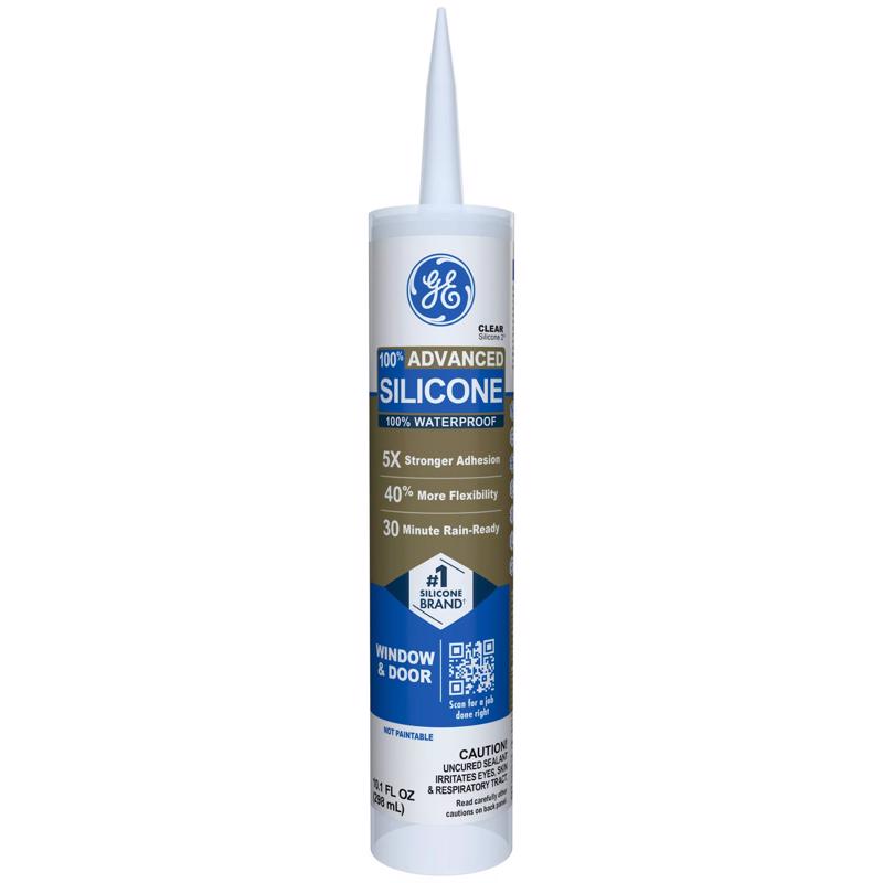 GE Sealants & Adhesives GE5000 Advanced Silicone 2 Window & Door Sealant Clear, 10.1oz, 10 Fl Oz