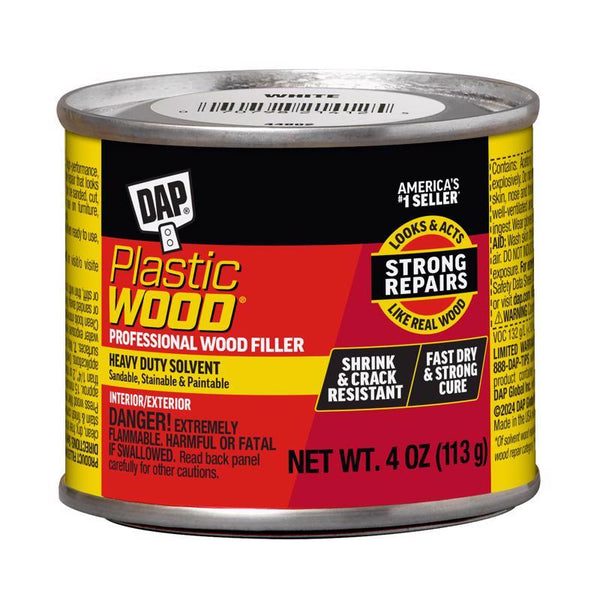 DAP 7079821412, White, 21412 Plastic Ready to Use Solvent Wood Filler, 1/4-Pint, 4 oz