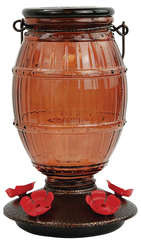 Perky-Pet 9106-2 Prohibition Top-Fill Glass Hummingbird Feeder Brown 36 oz Capacity
