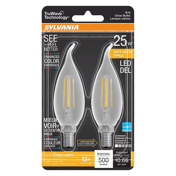 Sylvania 40854 - LED3B10CBENTDIMCL92713YTLBL2 12/CS 2/SKU Decorative Chandelier Antique Filament LED Light Bulb (2-Pack)