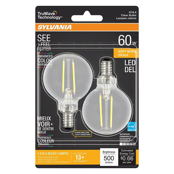 Sylvania 40852 - LED5.5G16.5CDIM927CL13YTLBL2 8/CS 2/SKU Globe Style Antique Filament LED Light Bulb2
