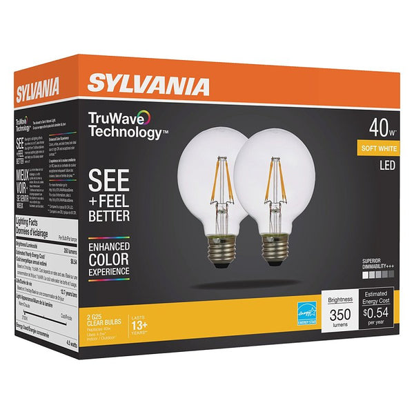 Sylvania 40764 - LED4.5G25DIM927CL13YTLRP2 6/CS 2/SKU Globe Style Antique Filament LED Light Bulb2 (2-Pack)