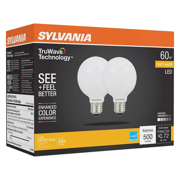 Sylvania 40767 - LED6G25DIM927F13YTLRP2 6/CS 2/SKU Globe Style Antique Filament LED Light Bulb2 (2-Pack)