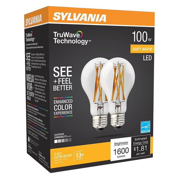 Sylvania 40754 - LED13A21DIMCL92713YTLRP2 8/CS 2/SKU A21 A Line Pear LED Light Bulb