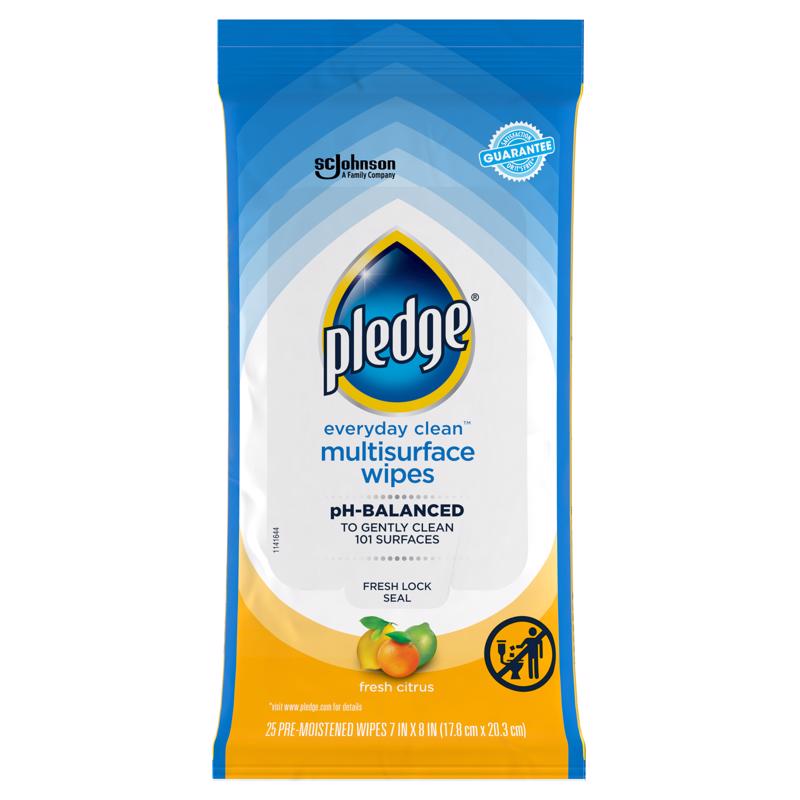 Pledge Multi Surface Everyday Wipes, 25 each