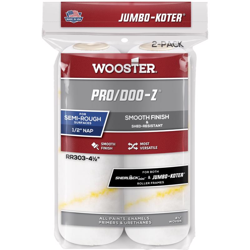 Wooster Brush RR303-4 Pro/Doo-Z Jumbo-Koter Shed Resistant Paint Roller Cover, 1/2 in Nap, 4-1/2 in L, 3/4 in, 4.5 Inch