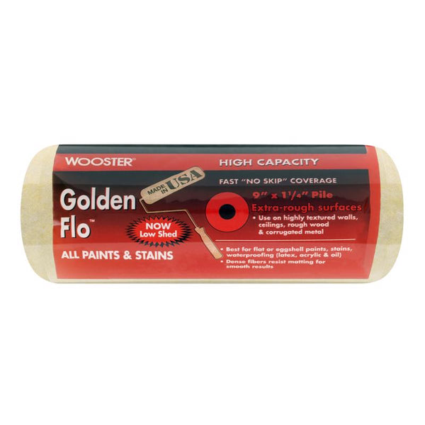 Wooster Golden Flo Fabric 1-1/4 in. x 9 in. W Paint Roller Cover For Extra Rough Surfaces 6 pk RR664-9