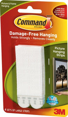 Command Large Picture Hanging Strips, Damage Free Hanging Picture Hangers, No Tools Wall Hanging Strips for Living Spaces, 4 White Adhesive Strip Pairs 17206