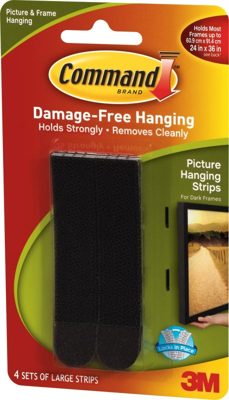 Command 17206BLK Heavy Duty, Holds 16 lbs Picture Hanging Strips, 4 Pairs, Black, 4 Count