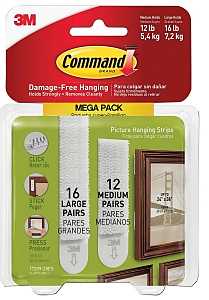 Command 15 lb & 10 lb Large and Medium Picture Hanging Strips 28 Assorted Pairs (56 Command Strips), Damage Free Hanging Picture Hangers, Wall Hanging Strips for Christmas Decorations