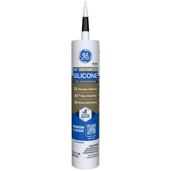 GE 2813670 Advanced Silicone 2 Window & Door Sealant, Black, 10.1-oz. - Quantity 12 (12-Pack)