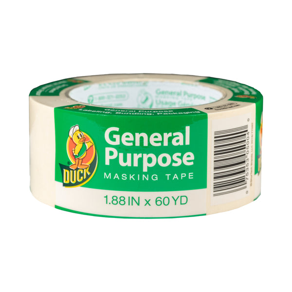 Duck Brand 394700 General Purpose Masking Tape, 1.88-Inch by 60-Yard, Single Roll, Beige 286504