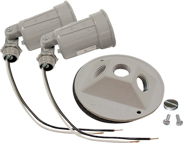 Hubbell-Bell 5625-5 Four-Inch Round 75-100-Watt Dual Lampholders, Gray, 2 Pack