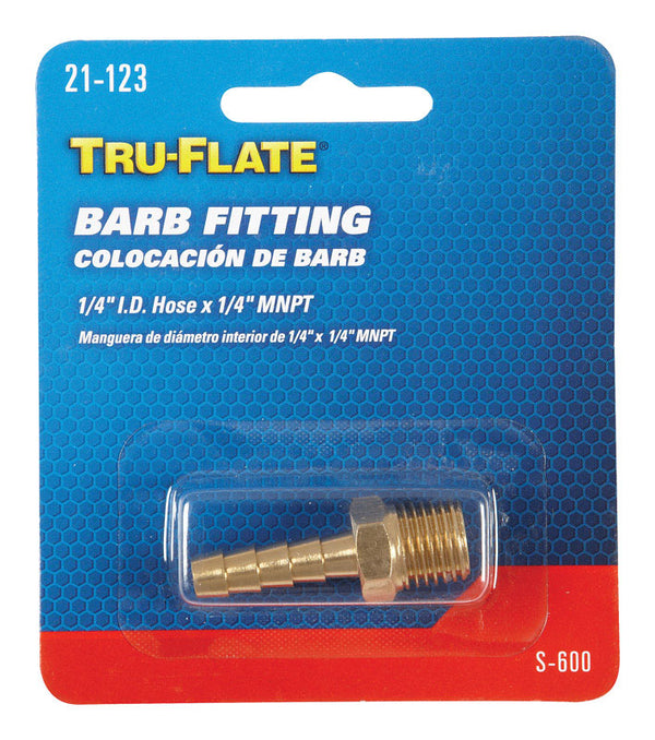 Tru-Flate 21-123 1/4" Male Hose End Barb Type Hose Fitting TRFL21123