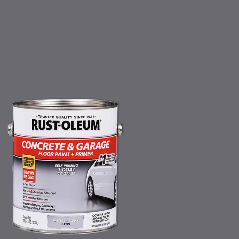 Rust-Oleum 225380 Concrete and Garage Floor Acrylic Paint, Battleship Gray Satin, 1-Gallon