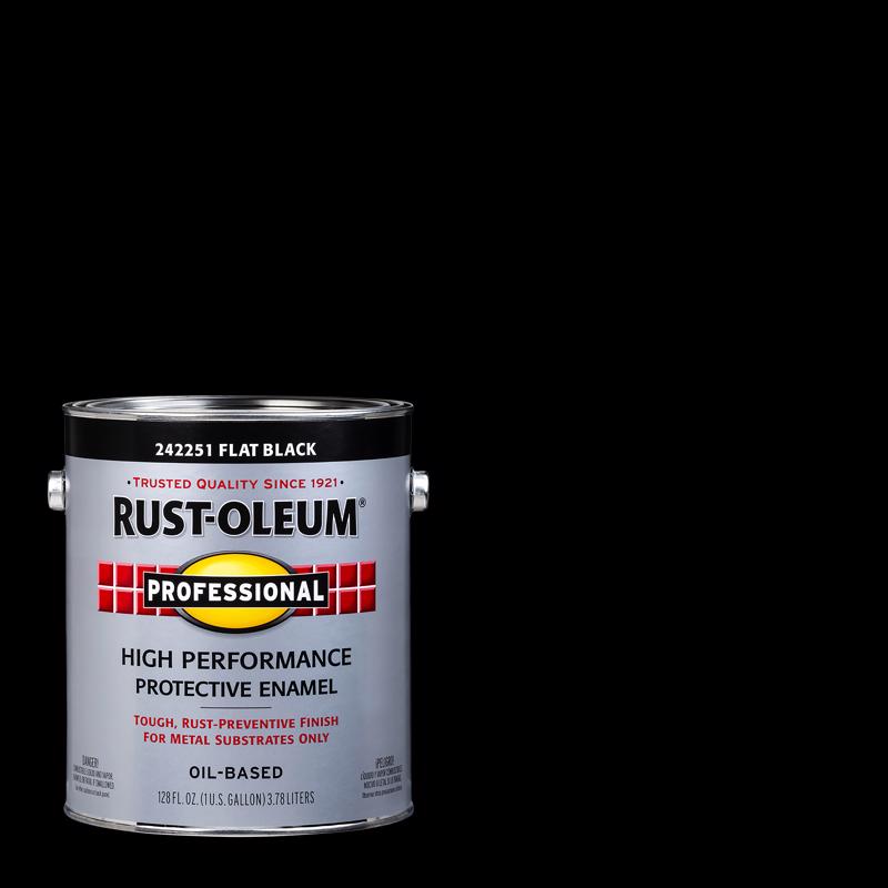 Rust-Oleum Professional High Performance Indoor and Outdoor Flat Black Protective Enamel 1 gal.